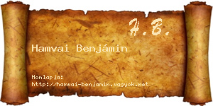 Hamvai Benjámin névjegykártya